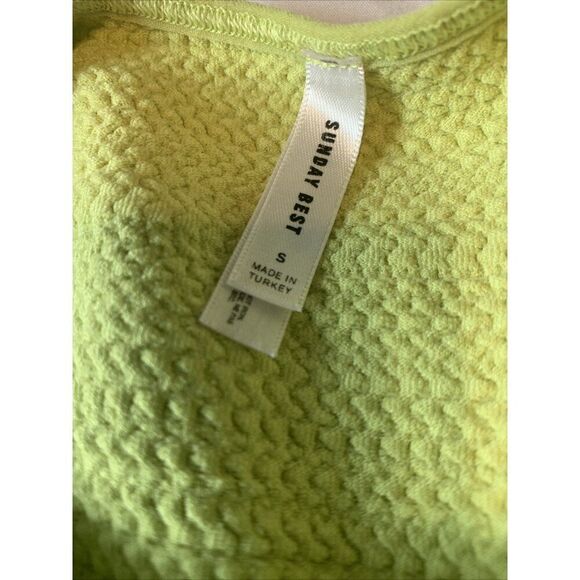 Sunday Best Aritzia Moss Green Yellow Short Sleeve Mini Bodycon Dress Small - Picture 3 of 5